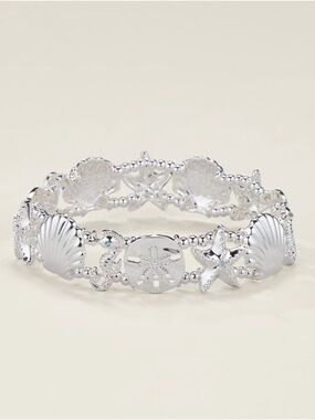 Silver Shell & Starfish Stretch Bracelet - Women Jewelry
